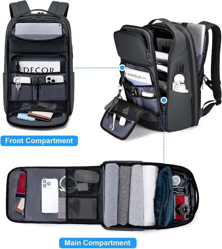 Mochila para portátil de 17 pulgadas para hombre de FENRUIEN, Gris,...