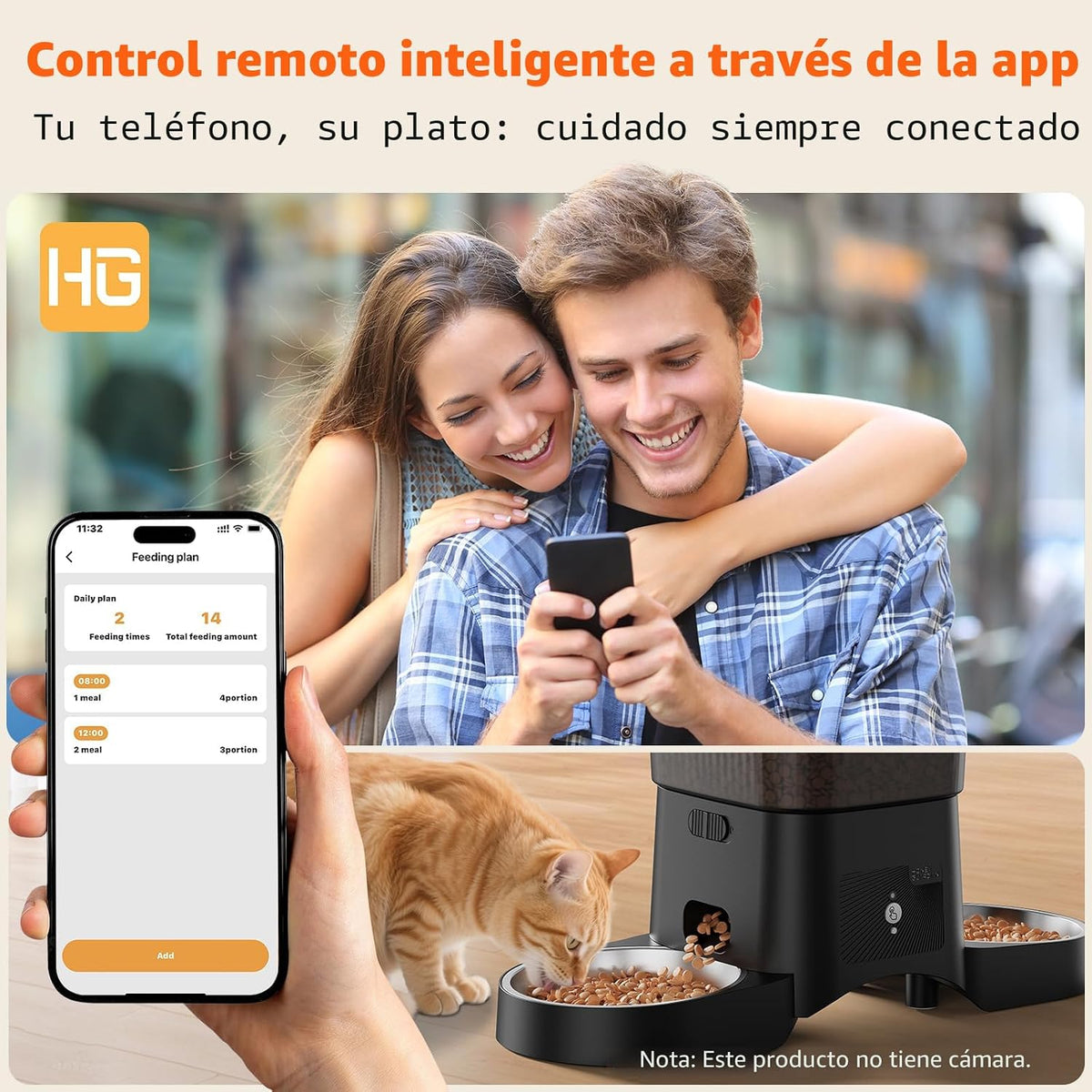 HoneyGuaridan Alimentador automático para gatos para 2 gatos, control de