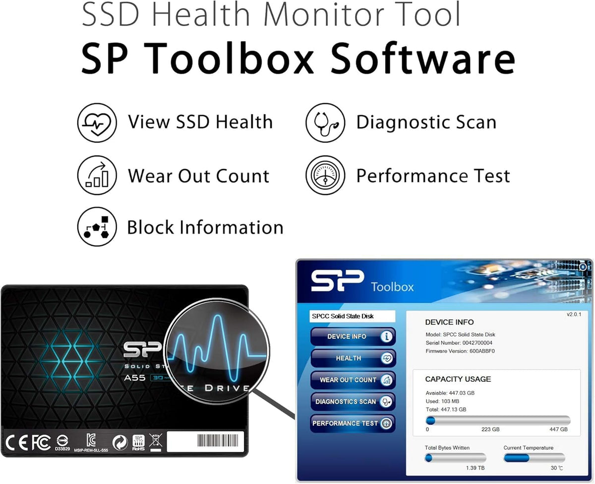 Silicon Power 1TB SSD 3D NAND A55 SLC Cache Performance Boost SATA...