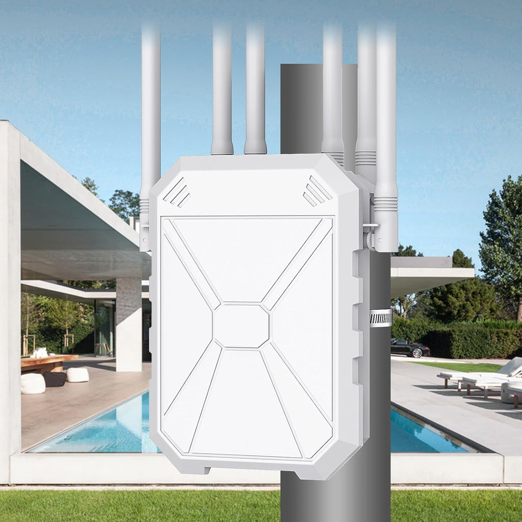 AX3000 Extensor WiFi para exteriores, doble banda 5G+2.4G Extensor de largo alcance para exteriores con POE, punto de acceso inalámbrico Wi-Fi 6, repetidor inalámbrico al aire libre
