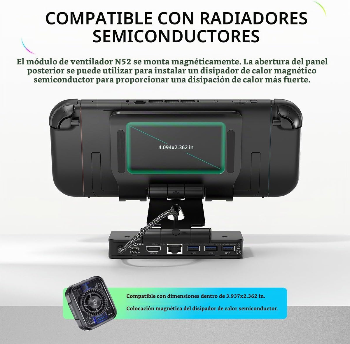 Estación de acoplamiento magnética de doble ventilador de refrigeración