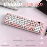 LINGBAO K108 Pro Teclado mecánico inalámbrico cremoso rosa con tecl...