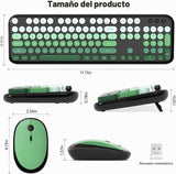 MOFII Combo de teclado y mouse inalámbricos, teclado retro de 2.4 G...