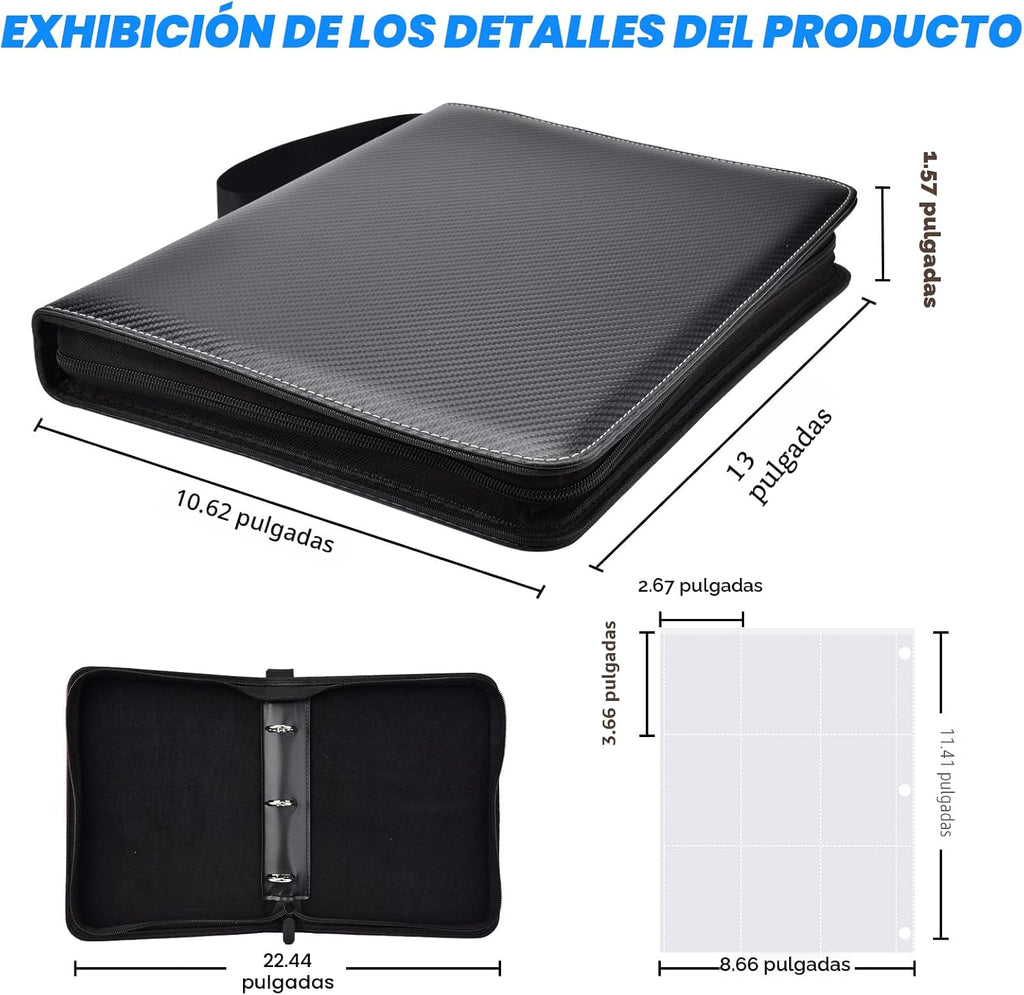 Carpeta portátil de 9 bolsillos, con capacidad para 1080 tarjetas