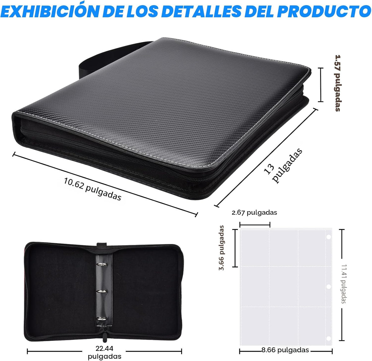 Carpeta portátil de 9 bolsillos, con capacidad para 1080 tarjetas