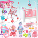 Juego de accesorios para cuna y cochecito de bebé con muñeca de bebé de 11 pulgadas