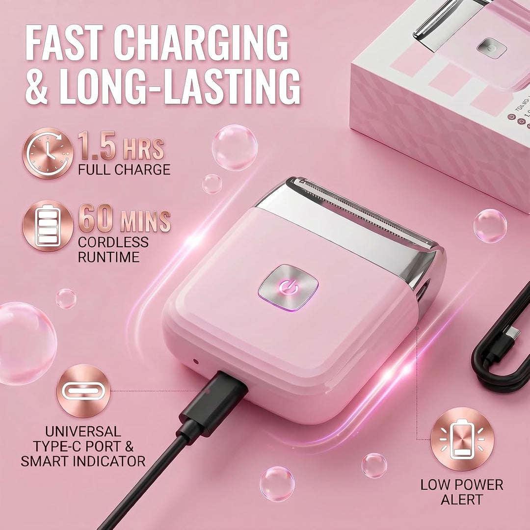 Mini afeitadora eléctrica para mujer, afeitadora recargable imperme...