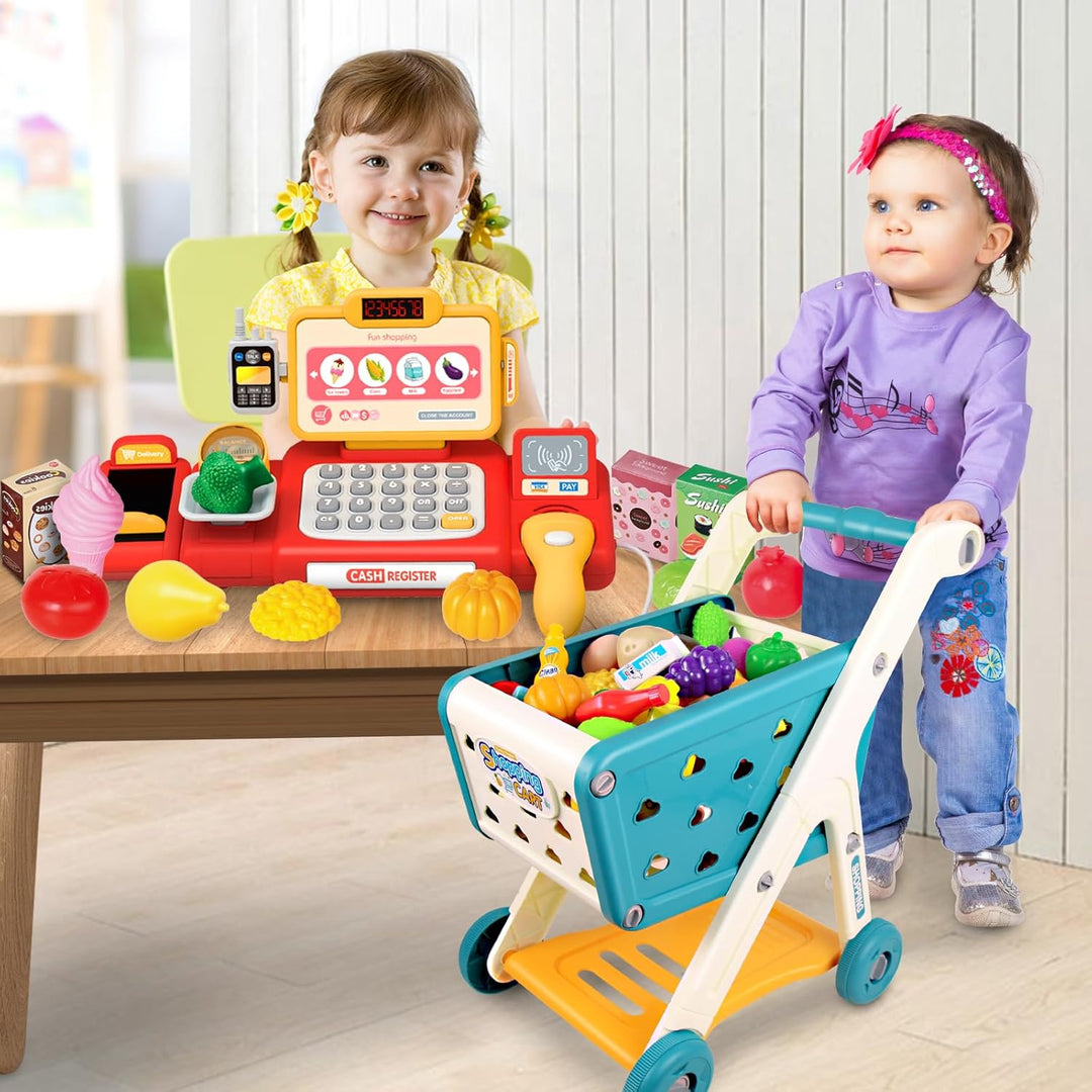 Yalujumb Carrito de Compras Trolley Set de Juego para Niños y Calcu...