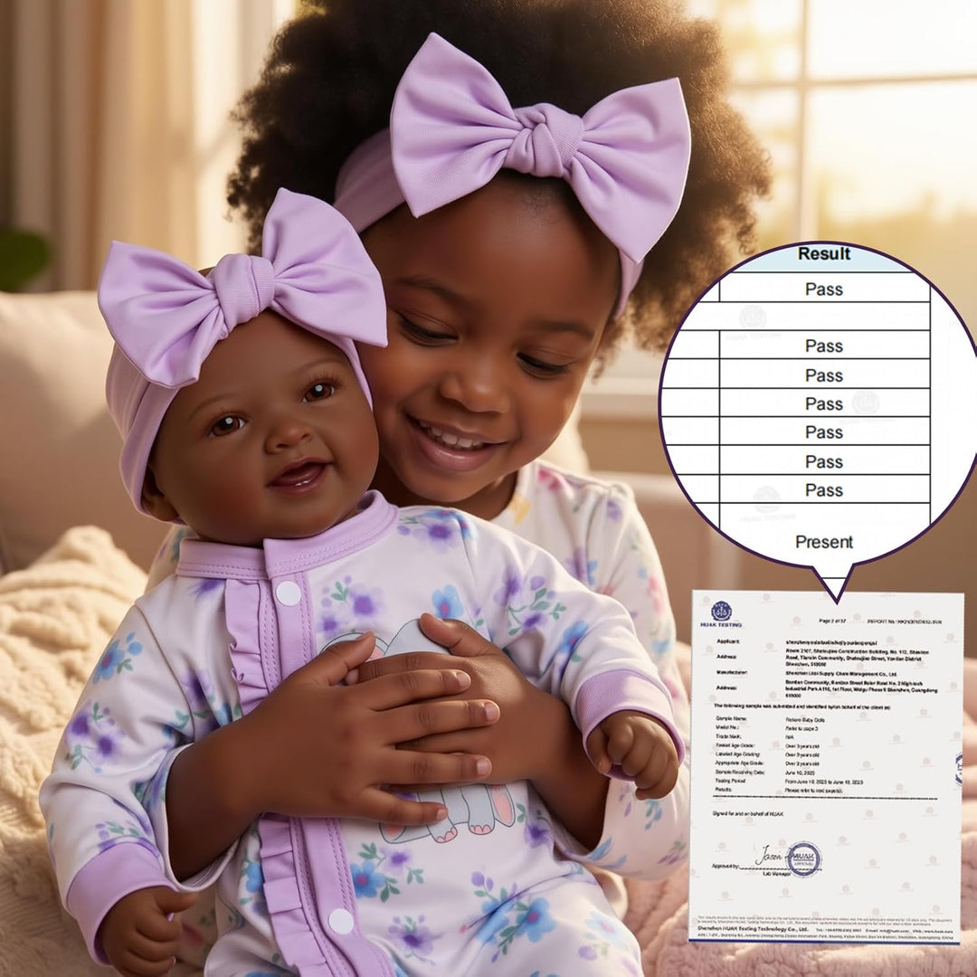 BABESIDE Black Baby Doll, Soft Body 17 Inch Baby Doll with Bottle &...