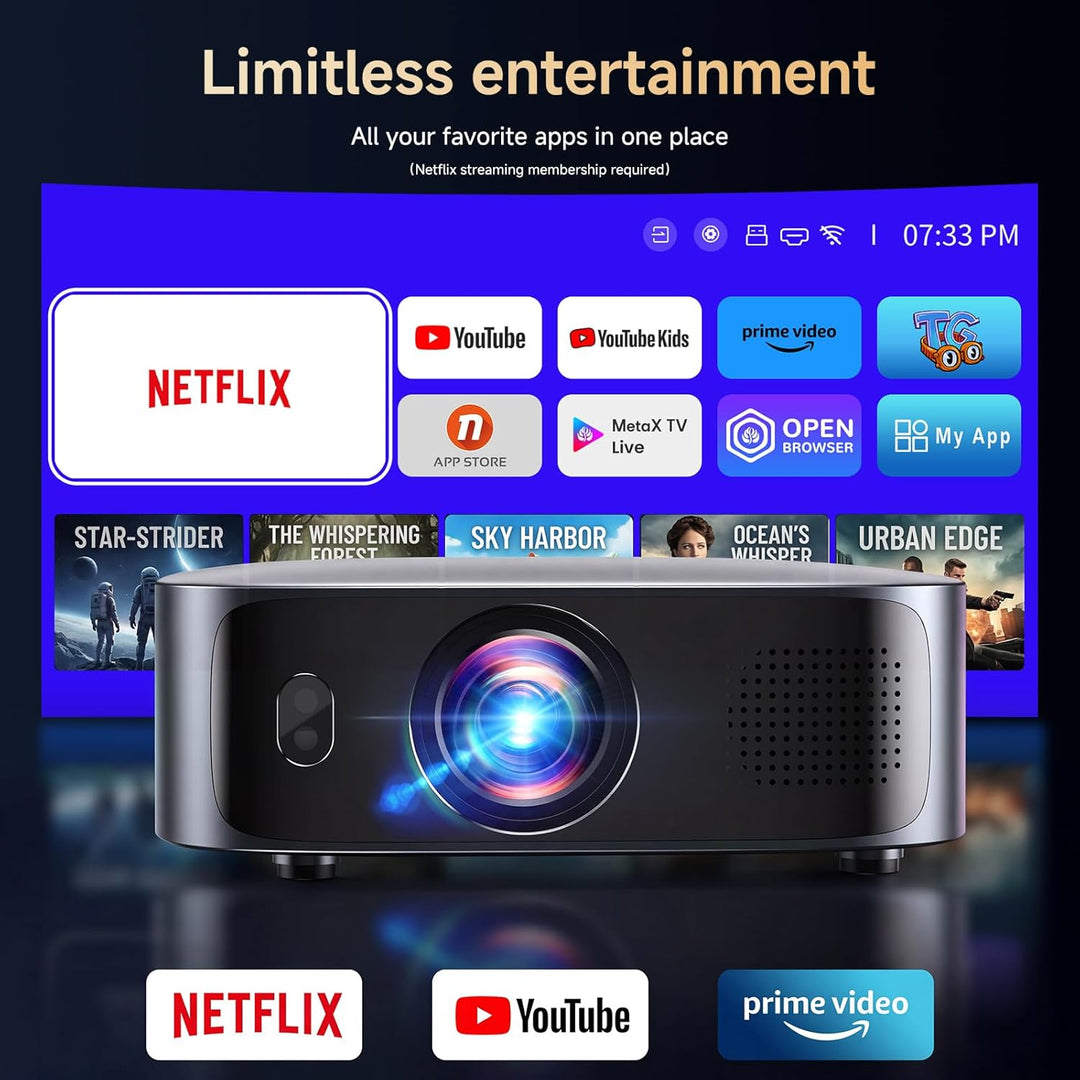 Proyector de corto alcance 4K con WiFi y Bluetooth, proyector intel...