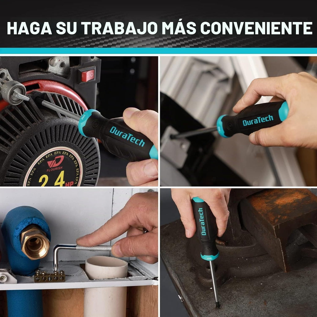 DURATECH Juego de 12 destornilladores magnéticos de acero de aleación S2