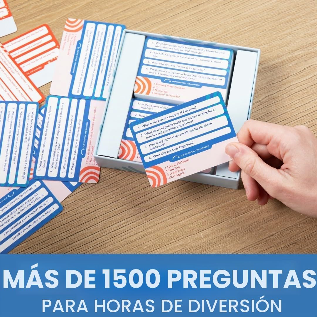 Trivia for Everyone - Juego de trivia para adultos y adolescentes, más de 1500 preguntas y 2 niveles de dificultad - Divertido juego de cartas familiar para noches de juegos, fiestas