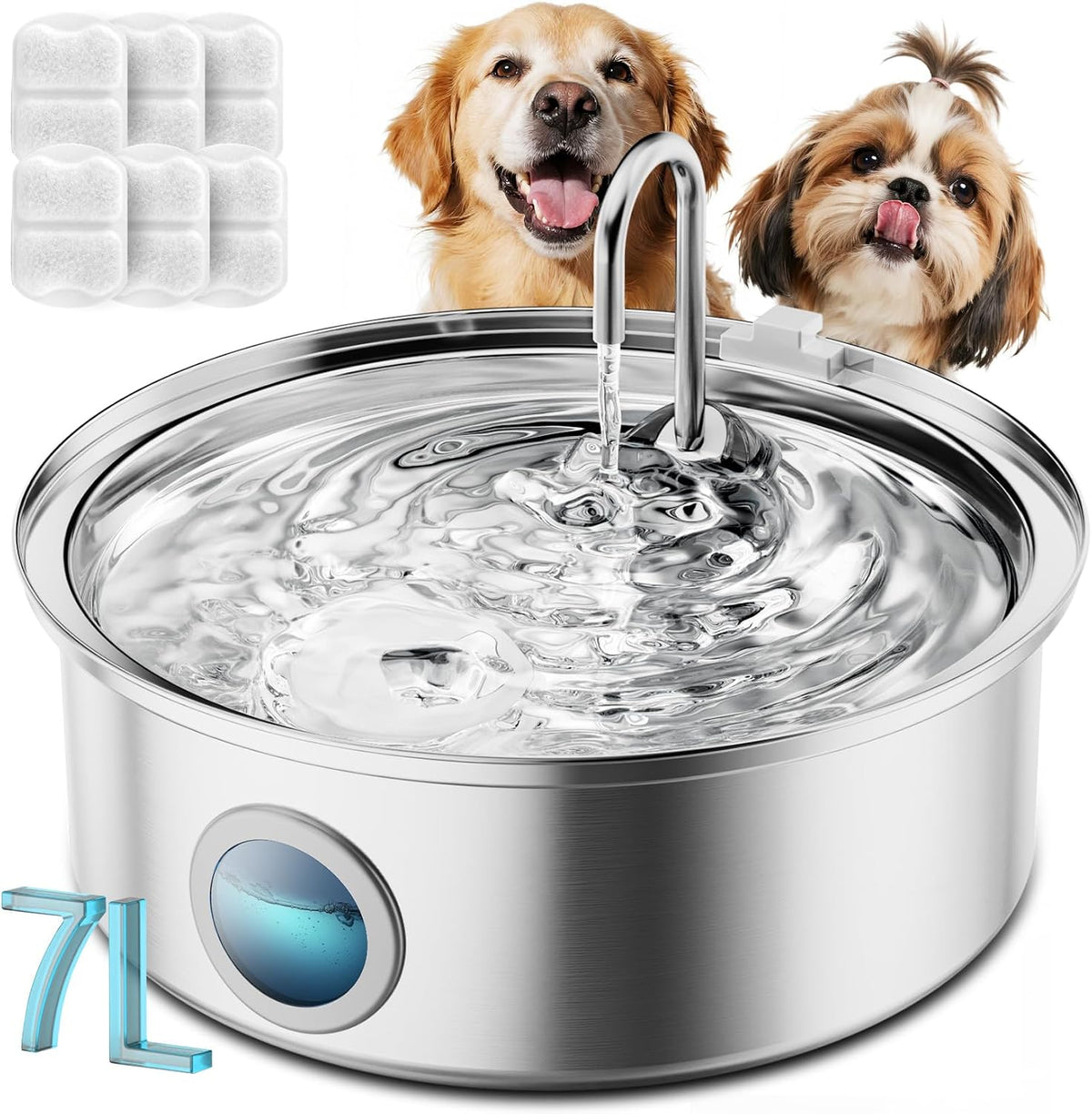 Oneisall 7L/230oz Fuente de Agua para Mascotas