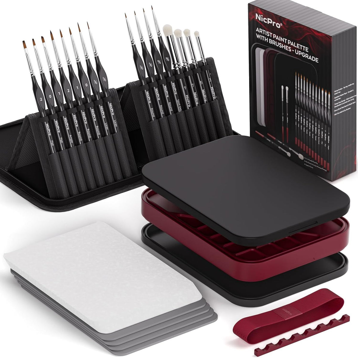 Nicpro Kit de pintura en miniatura profesional con paleta húmeda y pincel
