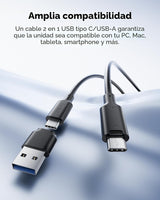 Lexar ES3 1TB SSD externo, USB 3.2 Gen2 SSD portátil, PSSD hasta 10...