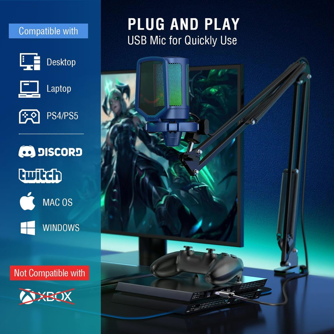 FIFINE - Kit de micrófono USB para juegos, transmisión, grabación y...