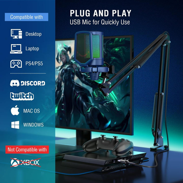 FIFINE - Kit de micrófono USB para juegos, transmisión, grabación y...
