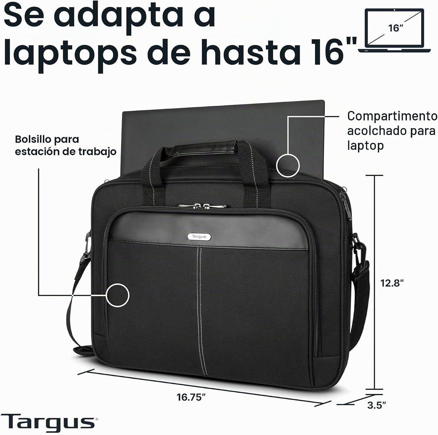 Targus Maletín delgado y ligero para portátil de 15 a 16 pulgadas,...