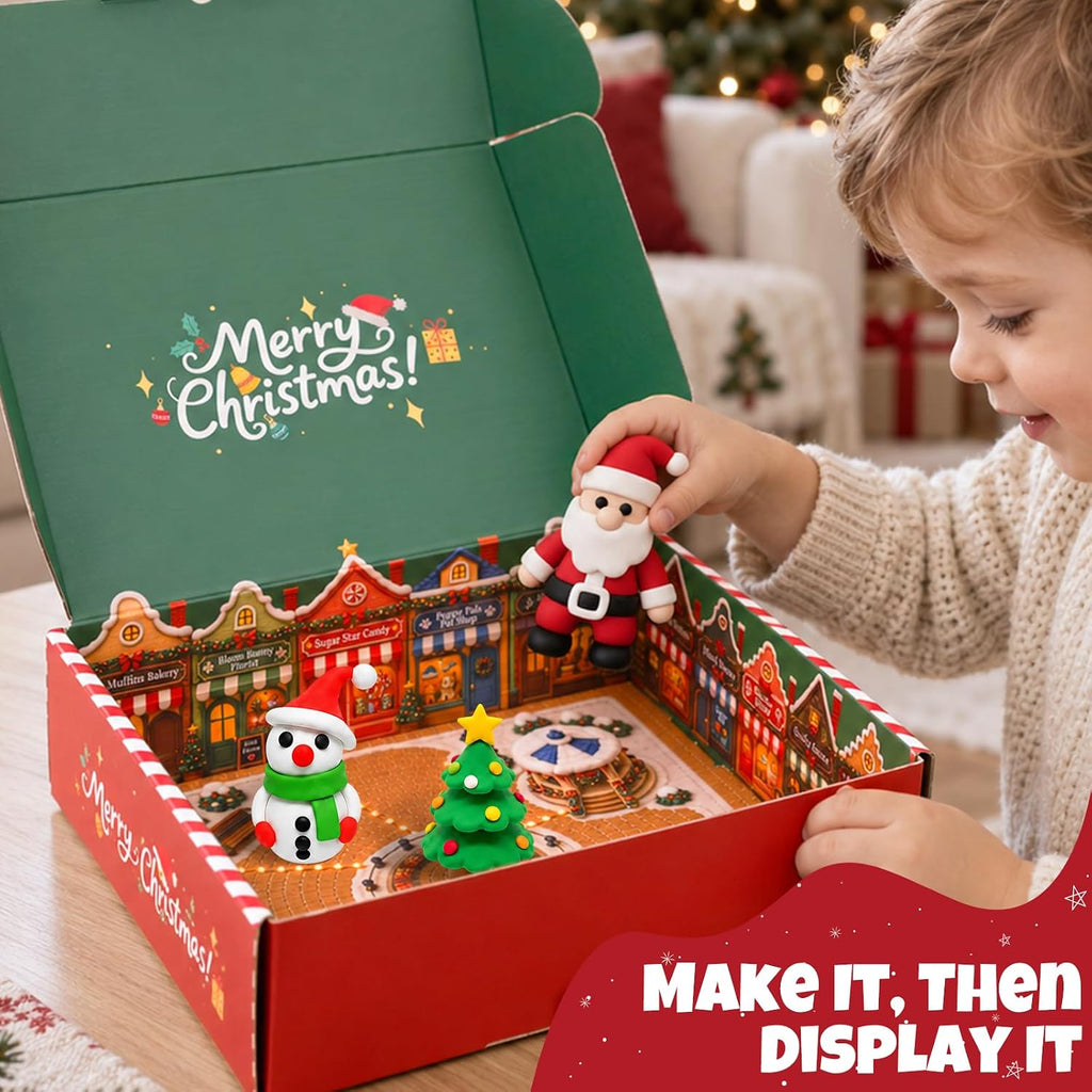 Kit de arcilla seca al aire para niños, modelado de Navidad, juego de