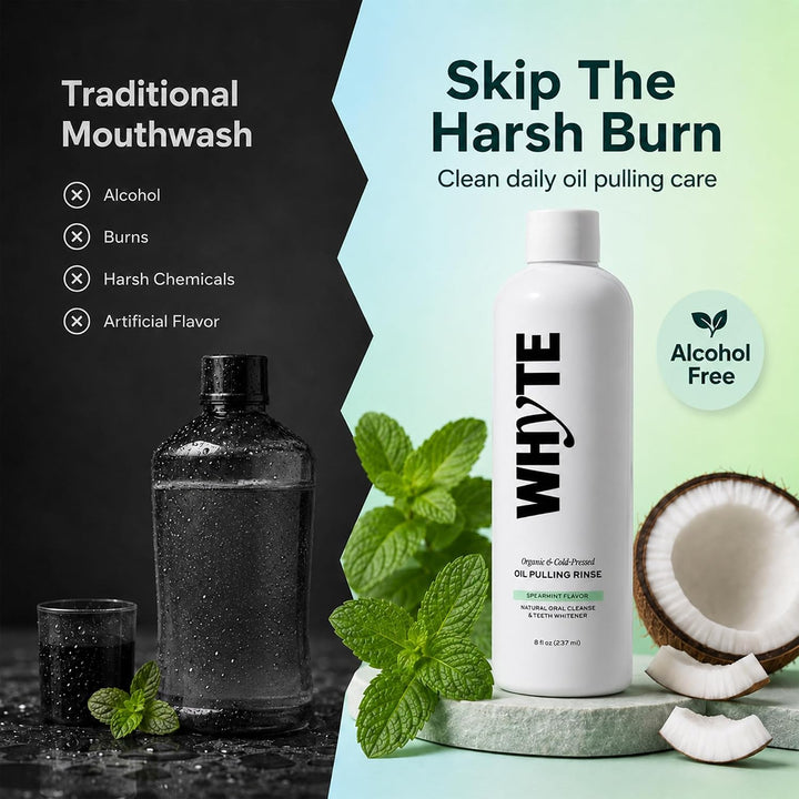 Whyte Enjuague bucal orgánico con aceite de coco para el mal alient...