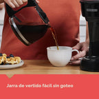 BLACK+DECKER Cafetera de café de 12 tazas con interruptor de encendido/apagado fácil, fácil de verter, jarra sin goteo con cesta de filtro extraíble, tecnología Vortex, color negro