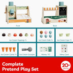 TOP BRIGHT Juguetes de Madera para Juego de Simulación de Helados, Set de Cocina para Niños con Mostrador de Helados, Cuchara y Menú, Juguetes Montessori para Niños y Niñas Regalo Capybara Edad 3+