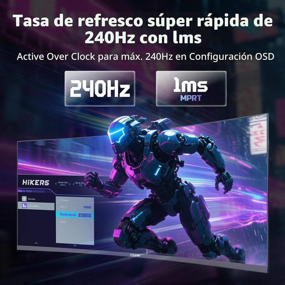 Hikers Monitor curvo UWQHD de 34 pulgadas para juegos de 240 Hz, mo...