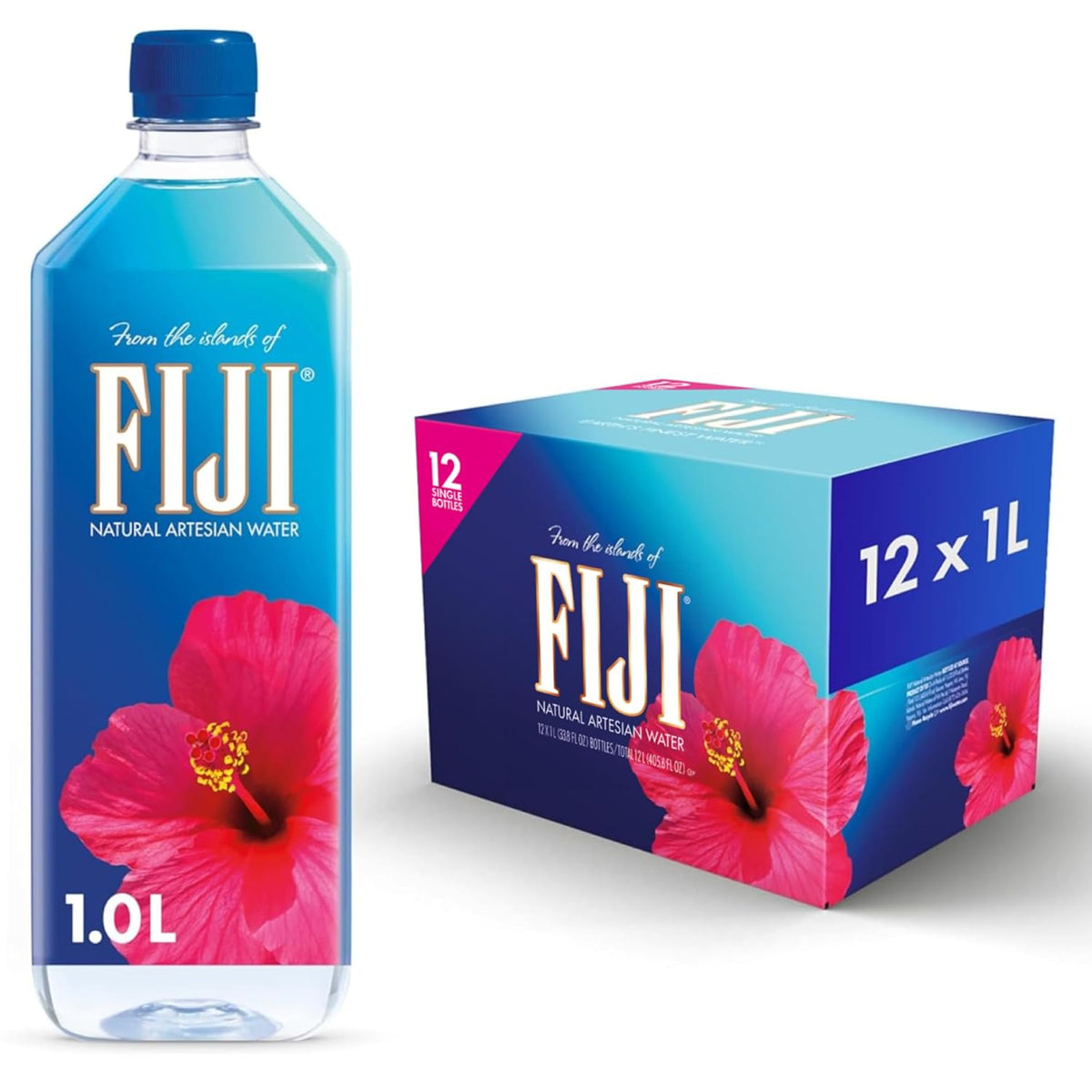 FIJI Agua embotellada artesanal natural, 1 litro / 33.8 onzas líquidas