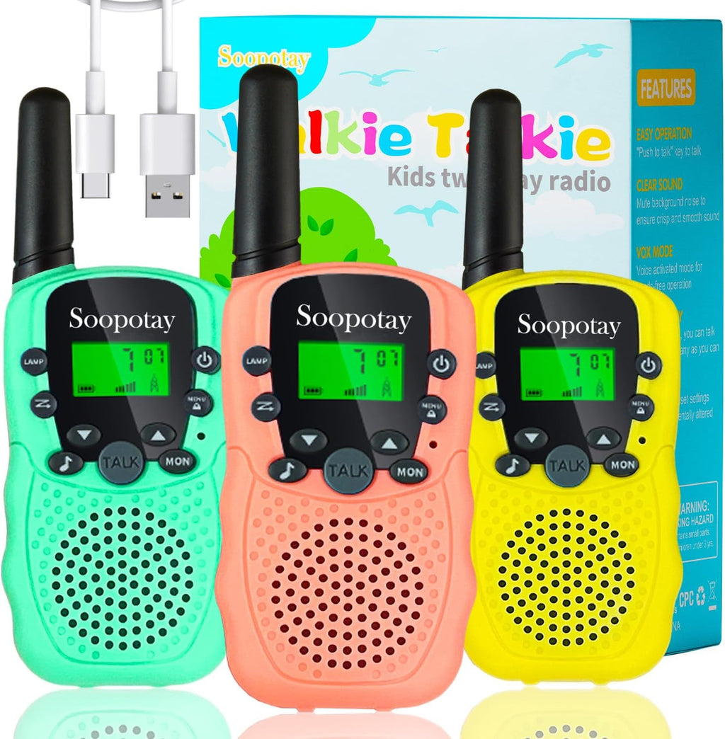 Rechargeable Walkie Talkies para Kids, Back a School Gifts para Girls Boys