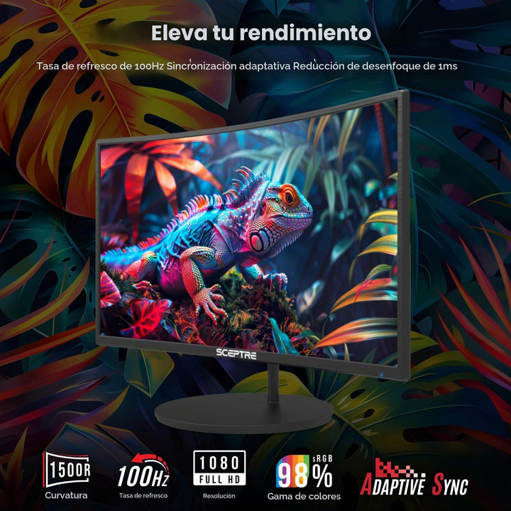 ¡Nuevo! Sceptre - Monitor curvo para videojuegos de 24 pulgadas, 10...