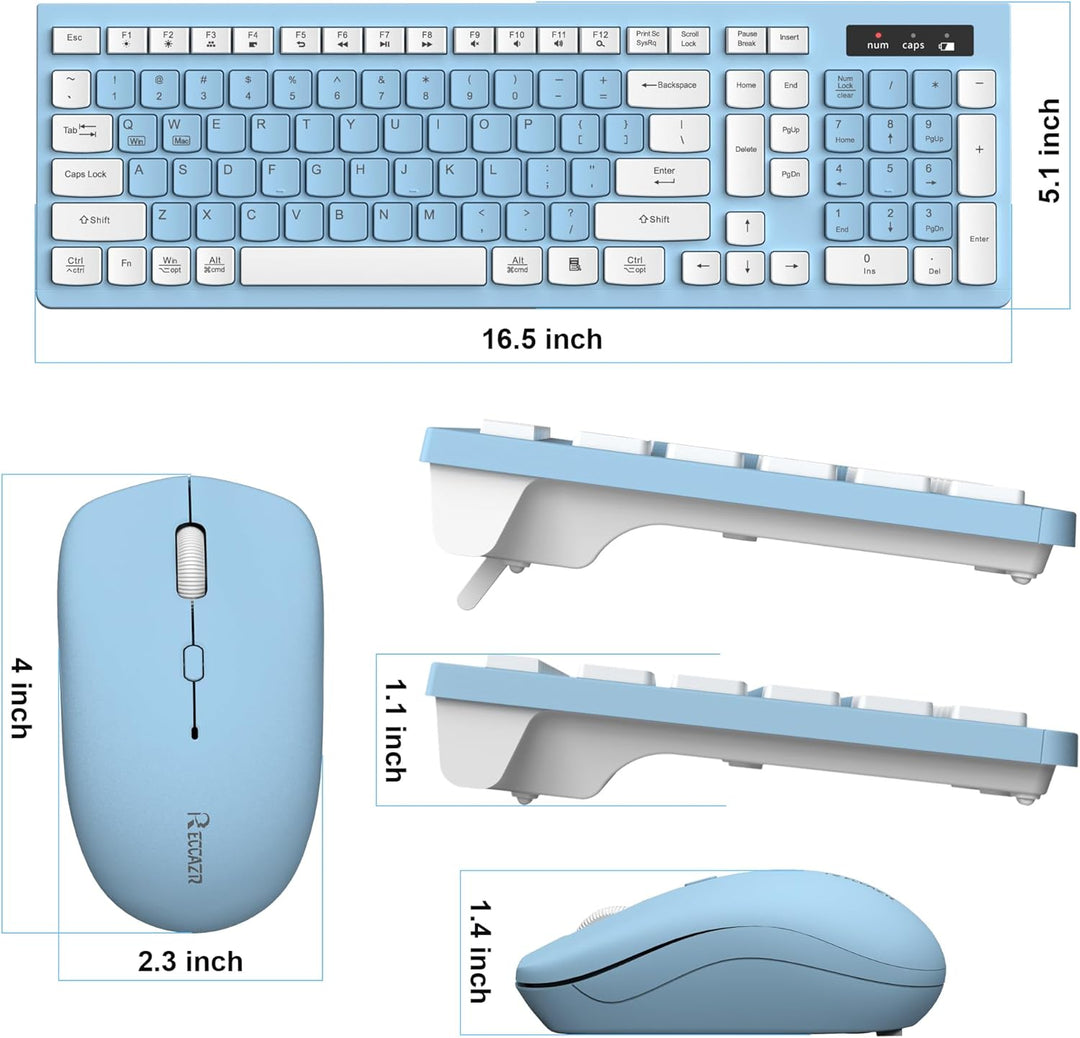 Combo de teclado y mouse inalámbricos, teclado inalámbrico de tamañ...