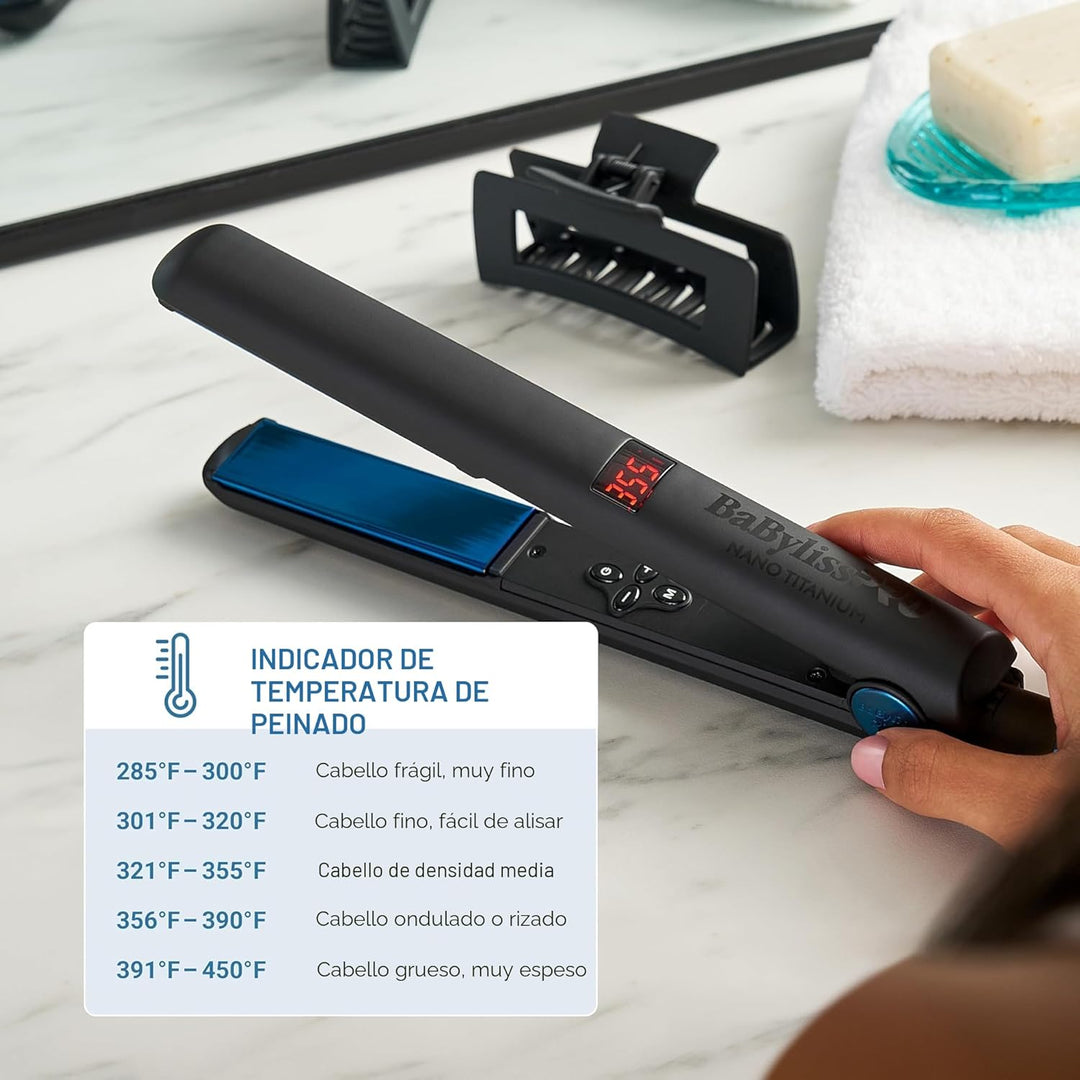 BaBylissPRO Nano Titanium Flat Iron Hair Straightener, Digital Flat...