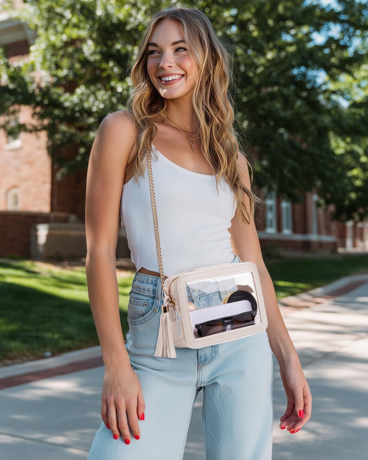 Bolsa Transparente para Eventos en Estadios – Bolso Cruzado Transparente Aprobado para Estadios para Mujeres, Conciertos, Deportes y Festivales