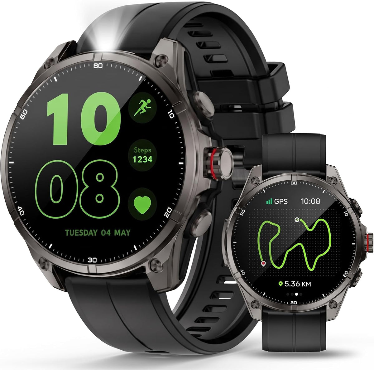SOUYIE Reloj inteligente GPS para hombres, pantalla AMOLED de 1.43 pulgadas