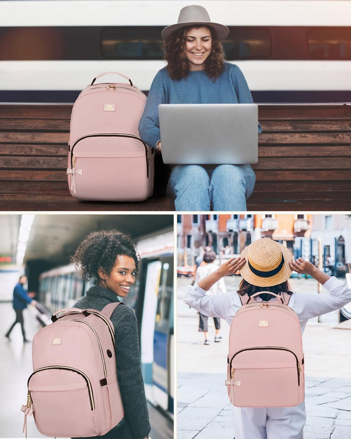 MATEIN Mochila rosa para laptop, 17 pulgadas, aprobada por la TSA,...