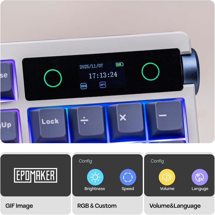 EPOMAKER TH108 PRO Teclado mecánico de tamaño completo con pantalla...