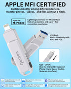 Memoria externa de 256 GB con certificación MFi para iPhone, Plateado