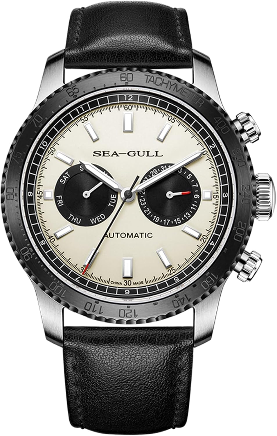 SEA-GULL Relojes mecánicos para hombre, GMT con calendario dual, diseño ojo de panda, reloj de pulsera automático, Seagull ST2502, taquímetro, luminoso, 6177