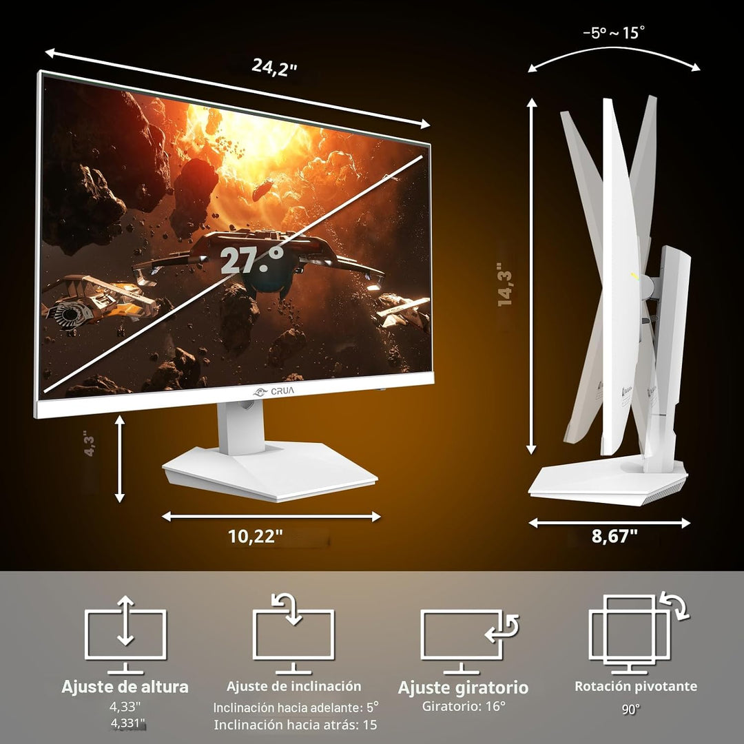 CRUA - Monitor para juegos de modo dual de 27 pulgadas, 4K 160 Hz \...