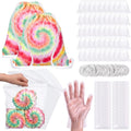 Acellegic 60 bolsas blancas con cordón de algodón teñido anudado con 60 pares de guantes, 60 bolsas sellables y 200 bandas de goma, kit de mochilas de lona en blanco con cordón para regalos de fiesta