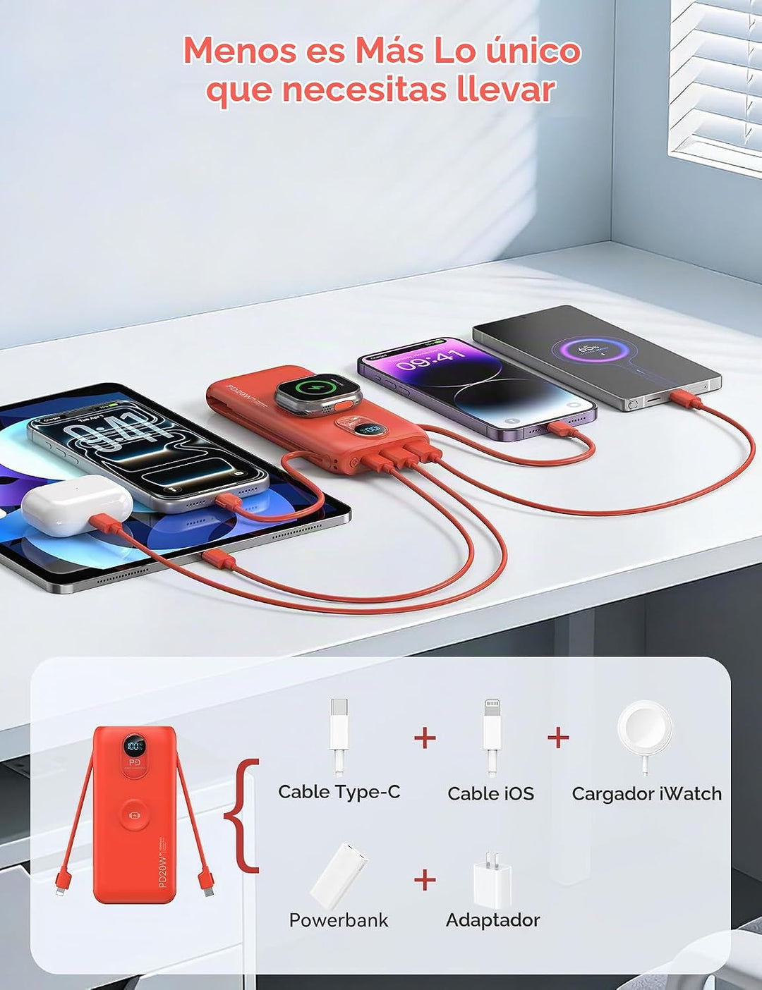 LENGSUM Cargador portátil, cargador de batería de carga rápida de 1...