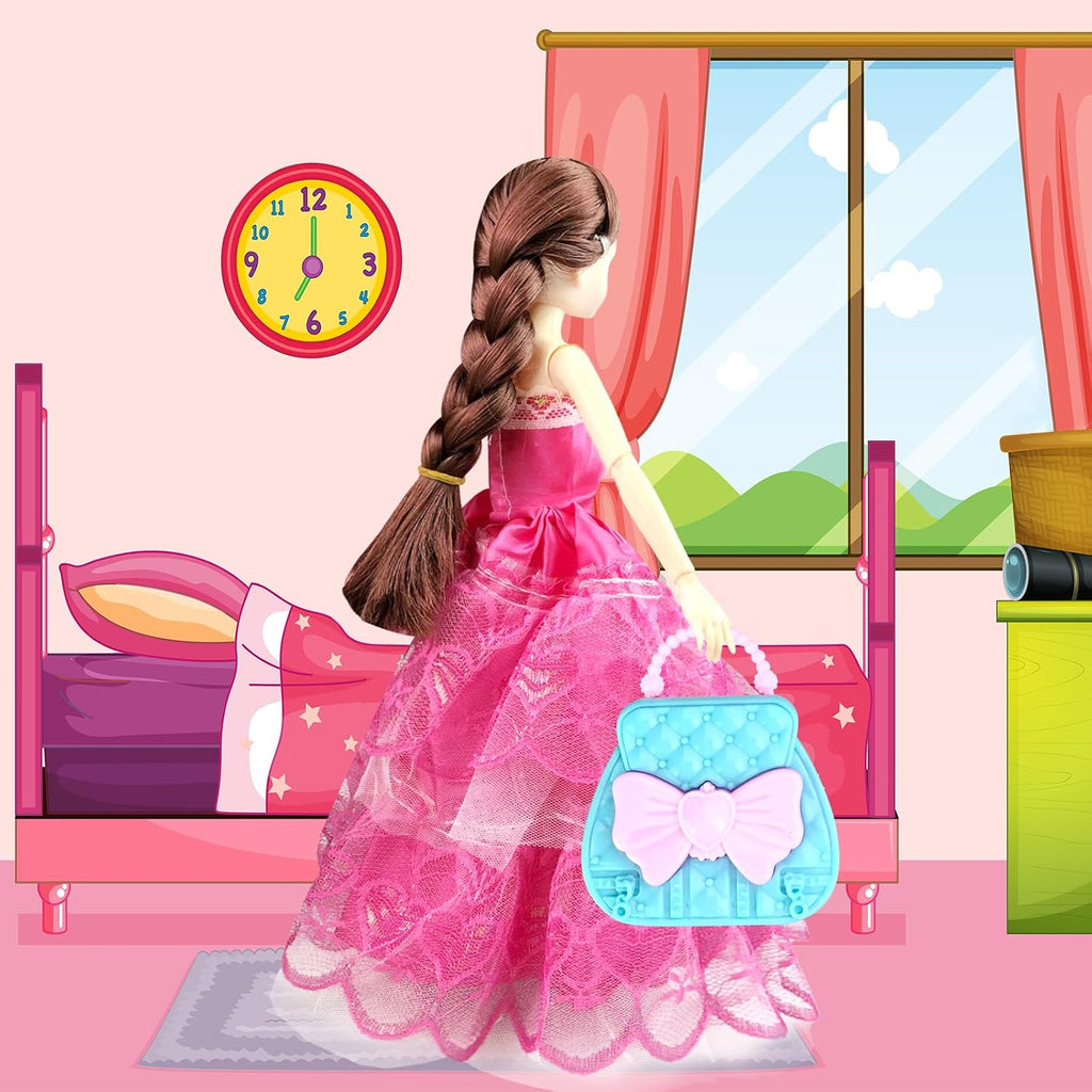 66 piezas de ropa y accesorios para muñecas con armario de muñecas para muñecas de 11.5 pulgadas, conjunto de vestir con 1 muñeca, vestidos de moda, conjuntos, tops y pantalones, zapatero, bolsas