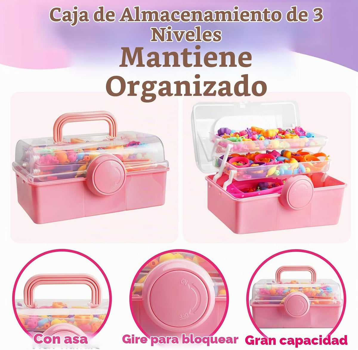 850 cuentas pop – Kit de fabricación de joyas para niñas de 3, 4, 5, 6, 7, 8 años, juguetes de artes y manualidades para niños, collar, pulsera, anillo, banda para el cabello, juego de broches de presión creatividad, regalos de cumpleaños para niños