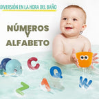 LZZAPJ Juguetes de baño para bebés de 1 a 3 años, juguete de bañera para niños con 36 letras y números de espuma para el baño, juegos de pesca con red de pescar, juguete de piscina con bolsa de