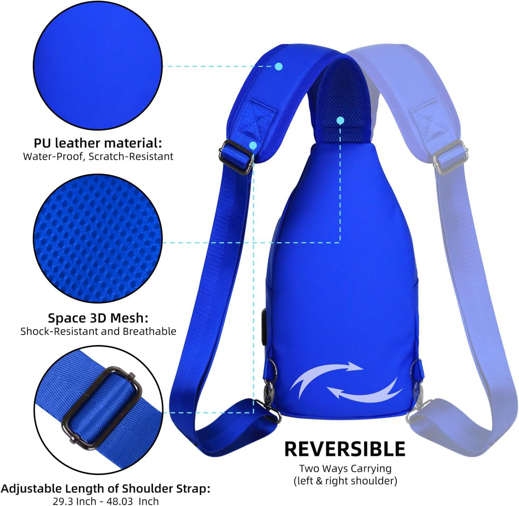 Bandolera cruzada con cable USB para senderismo, acampar y viajes al aire libre, para mujeres y hombres
