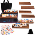 Rummy Cube - Juego original de cubo Rummy para 6 a 8 jugadores con 212 azulejos y 8 estantes de madera, juegos de mesa clásicos para familia y fiestas
