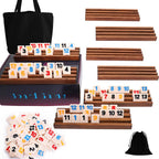 Rummy Cube - Juego original de cubo Rummy para 6 a 8 jugadores con 212 azulejos y 8 estantes de madera, juegos de mesa clásicos para familia y fiestas