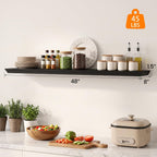 Estanterías Flotantes de 48" para Pared, Juego de 1, 8" de Profundidad, 1.5" de Espesor, Negro