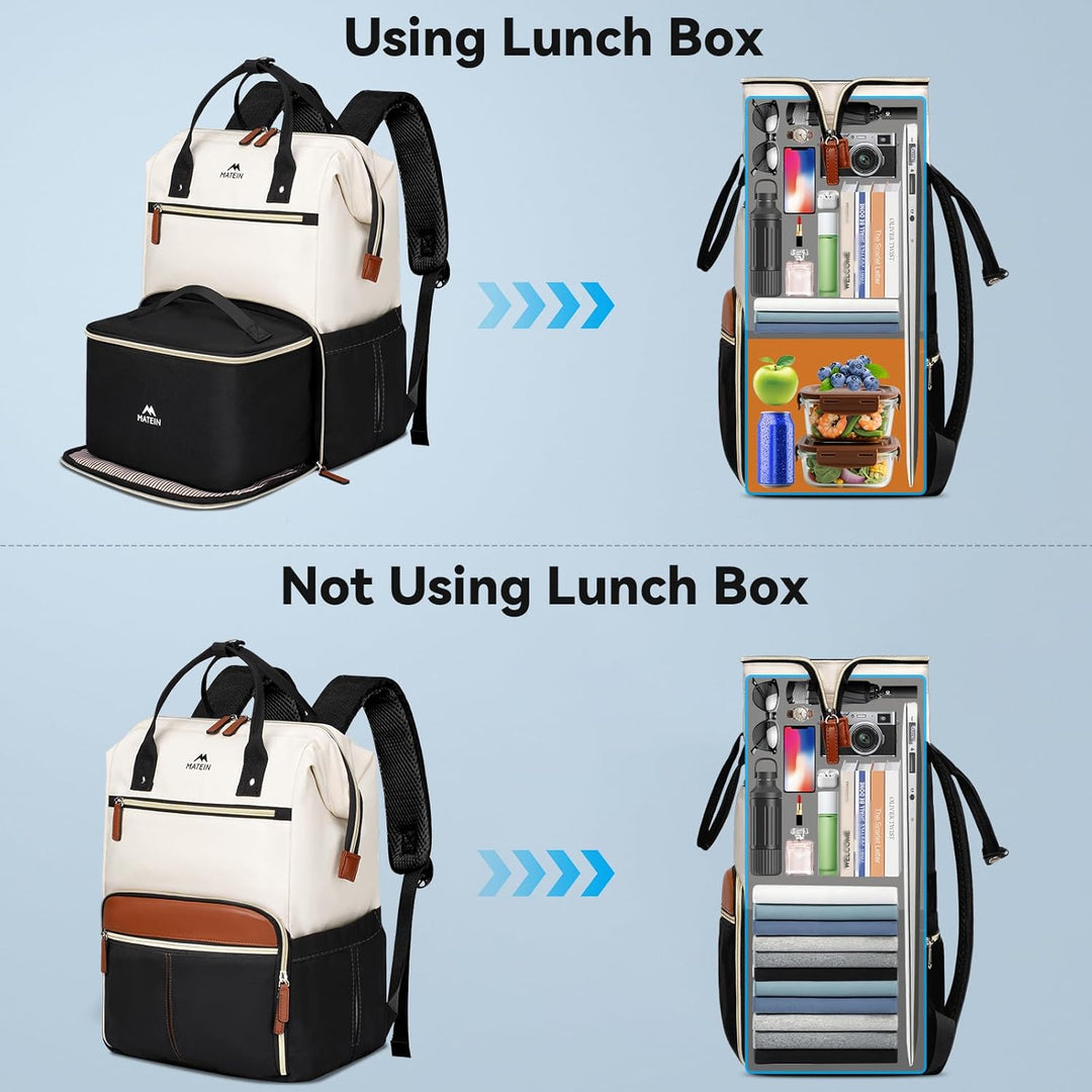 MATEIN Mochila para laptop con lonchera, mochila de almuerzo de 15....