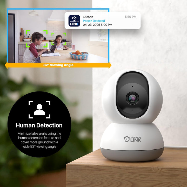 Amcrest Link - Cámara WiFi de 4 MP para interiores, detección human...